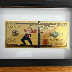 Disney Gold and Black Framed Goofy Novelty Bill